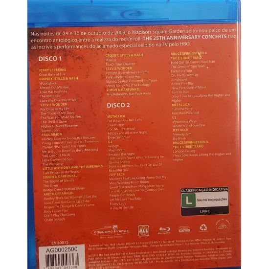 Blu-Ray The 25th Anniversary Rock & Roll Hall Of Fame Concerts, 2 Disc Set Blu-Ray The 25th Anniversary Rock & Roll Hall Of Fame Concerts, 2 Disc Set