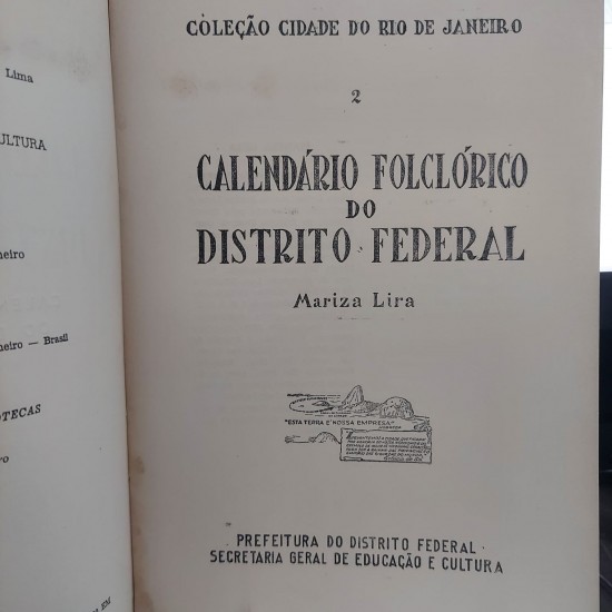 Calendário Folclórico do Distrito Federal, Mariza Lira, Coleção Cidade do Rio de Janeiro, Edição 1956