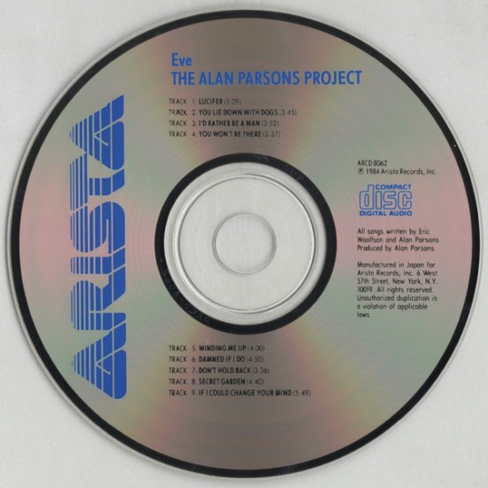 Cd Alan Parsons Project, Eve, Arista, 1979, Importado USA