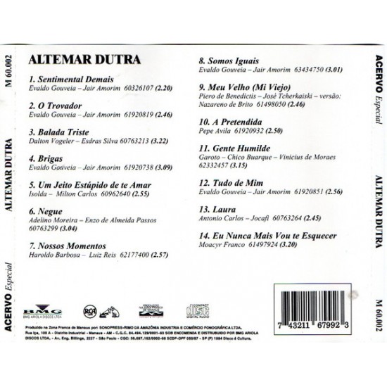 Cd Altemar Dutra, Acervo Especial Cd Altemar Dutra, Acervo Especial