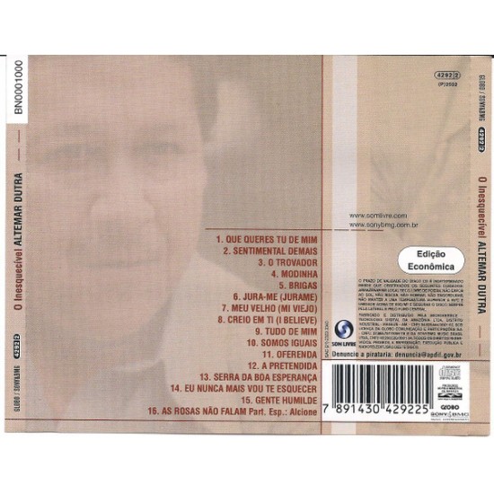 Cd Altemar Dutra, O Inesquecível, Lacrado Cd Altemar Dutra, O Inesquecível, Lacrado