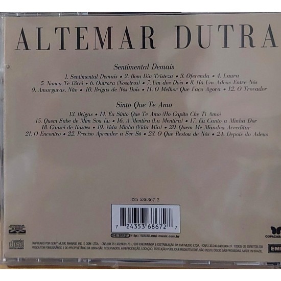 Cd Altemar Dutra, Sentimental Demais, Sinto que Te Amo, Lacrado Cd Altemar Dutra, Sentimental Demais, Sinto que Te Amo, Lacrado
