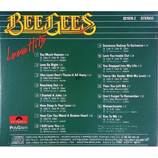 Cd Bee Gees, Love Hits, 1987