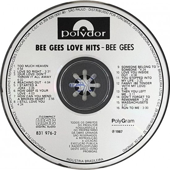 Cd Bee Gees, Love Hits, 1987