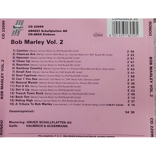 Cd Bob Marley, Volume 2 Cd Bob Marley, Volume 2