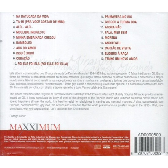 Cd Carmen Miranda, Coleção Maxximum 