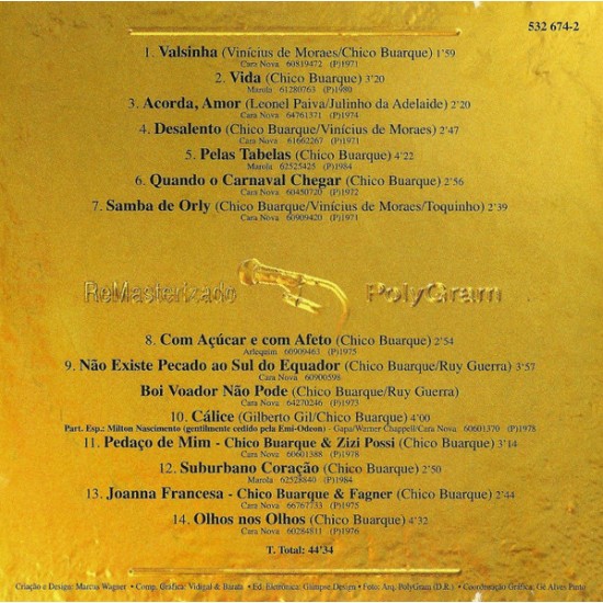 Cd Chico Buarque, Coleção Obras-Primas Cd Chico Buarque, Coleção Obras-Primas