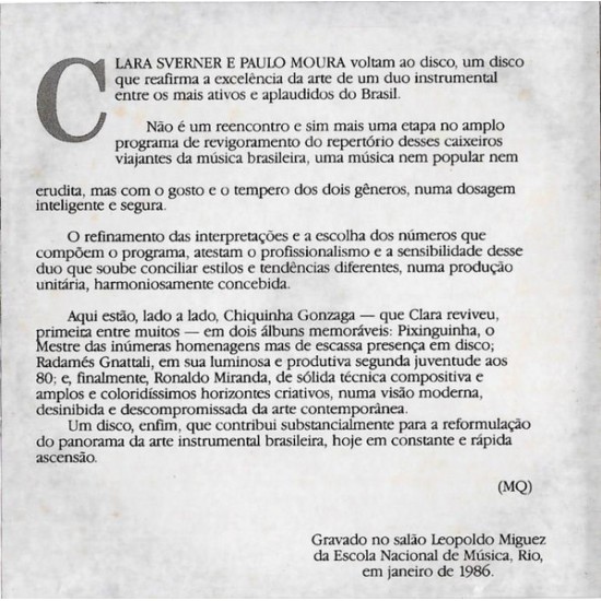 Cd Clara Sverner e Paulo Moura, Vou Vivendo Cd Clara Sverner e Paulo Moura, Vou Vivendo