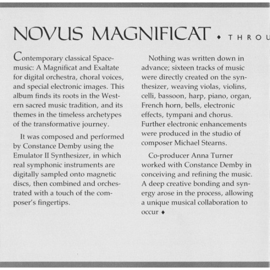 Cd Constance Demby, Novus Magnificat, Through The Stargate, Importado USA