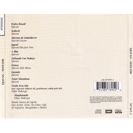 Cd Djavan, Seduzir, 1997 Cd Djavan, Seduzir, 1997