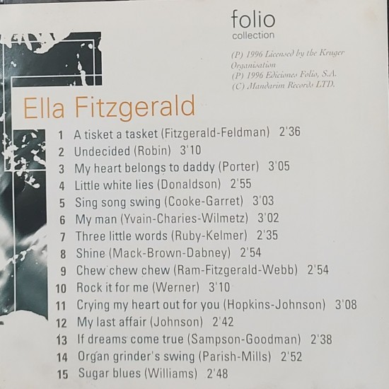 Cd Ella Fitzgerald, Folio Collection, The Jazz Masters, 100 Anos de Swing Cd Ella Fitzgerald, Folio Collection, The Jazz Masters, 100 Anos de Swing