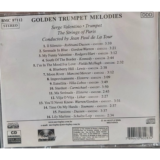 Cd Golden Trumpet Melodies, Serge Valentino Trumpet, The Strings Of Paris, Conducted By Jean Paul de La Tour