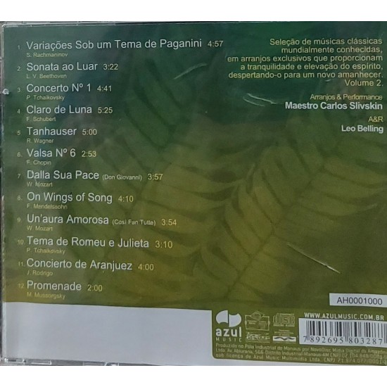 Cd Maestro Carlos Slivskin, Amanhecer 2, Músicas Clássicas em Suaves Arranjos Cd Maestro Carlos Slivskin, Amanhecer 2, Músicas Clássicas em Suaves Arranjos