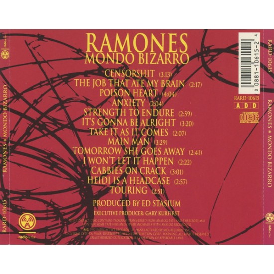 Cd Ramones, Mondo Bizarro, 1992 Cd Ramones, Mondo Bizarro, 1992