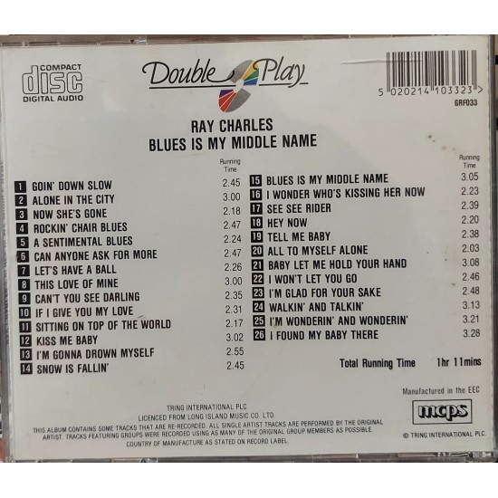 Cd Ray Charles, Blues Is My Middle Name, Importado USA