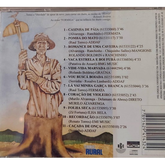 Cd Rolando Boldrin, Som Rural Caipira, Original, 1998 Cd Rolando Boldrin, Som Rural Caipira, Original, 1998