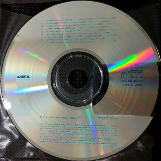 Cd The Alan Parsons Project, Stereotomy, Importado USA, Arista Records, 1984, Importado Inglaterra Cd The Alan Parsons Project, Stereotomy, Importado USA, Arista Records, 1984, Importado Inglaterra