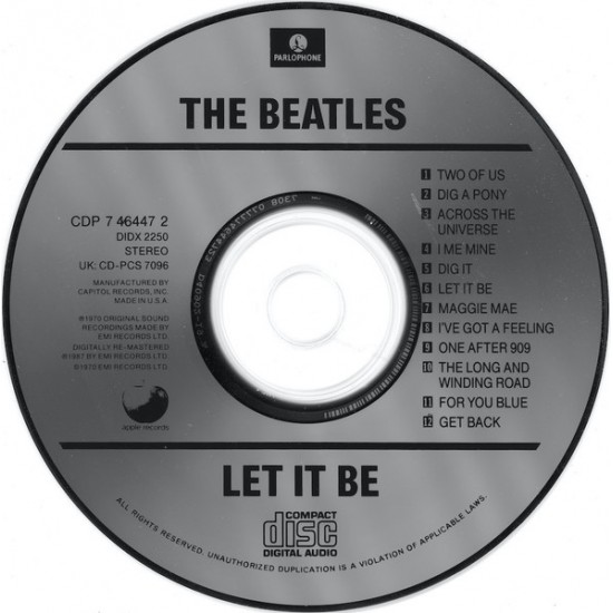 Cd The Beatles, Let it Be, 1970 Cd The Beatles, Let it Be, 1970