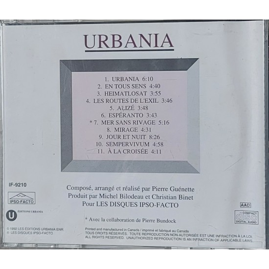 Cd Urbania, Pierre Guénette - Importado Canadá