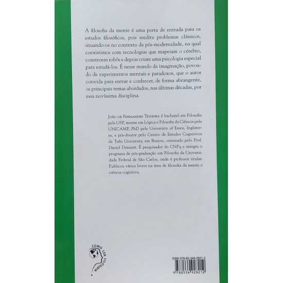 Como Ler a Filosofia da Mente, João de Fernandes Teixeira, Editora Paulus Como Ler a Filosofia da Mente, João de Fernandes Teixeira, Editora Paulus