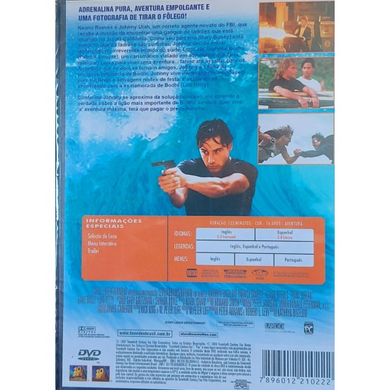 Dvd Caçadores de Emoção, 100% Pura Adrenalina, Keanu Reeves, Patrick Swayze - Lacrado