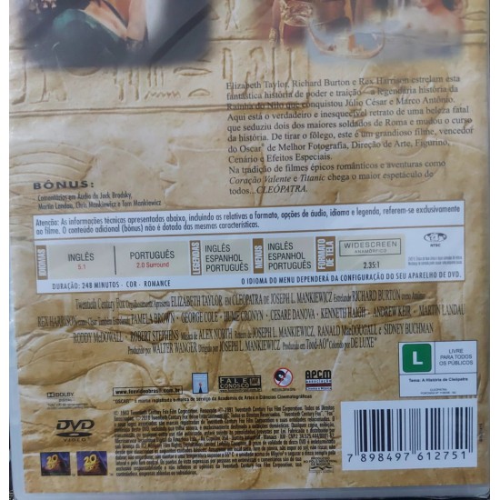 Dvd Cleópatra, Elizabeth Taylor, Richard Burton, Duplo Dvd Cleópatra, Elizabeth Taylor, Richard Burton, Duplo