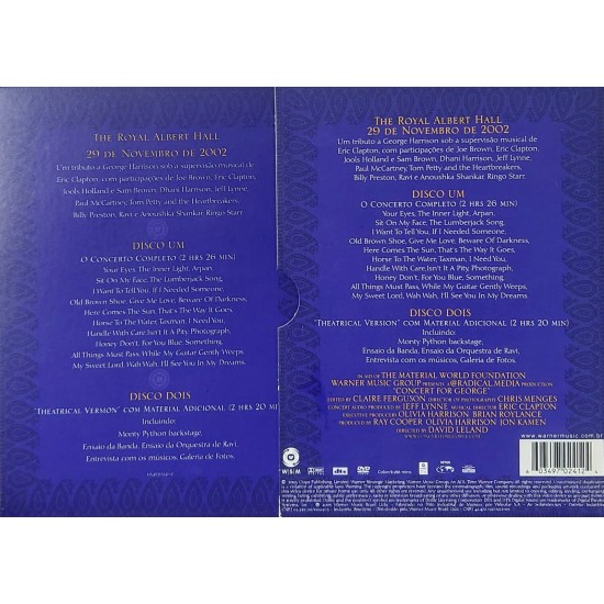 Dvd Concert For George, The Royal Albert Hall, 29 de Novembro de 2002, 2 Discos Dvd Concert For George, The Royal Albert Hall, 29 de Novembro de 2002, 2 Discos