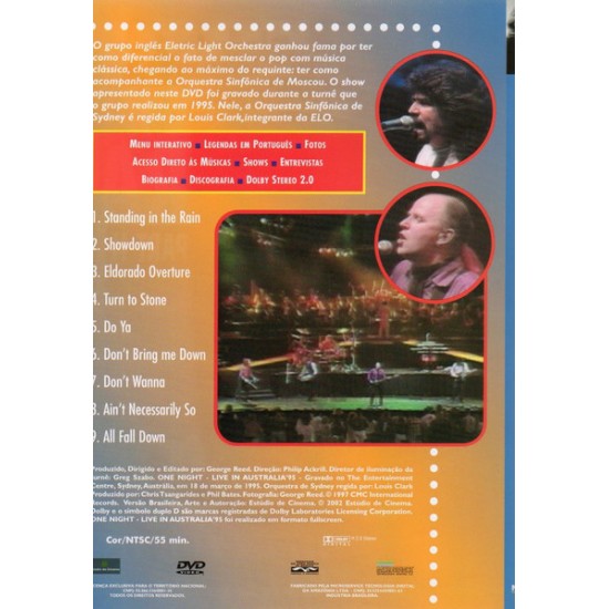Dvd Eletric Light Orchestra, Part 2. One Night-Live in Australia 95 Dvd Eletric Light Orchestra, Part 2. One Night-Live in Australia 95