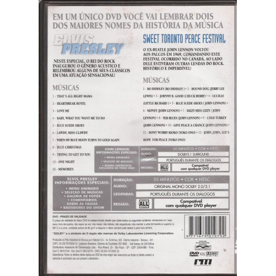 Dvd Elvis Presley. Sweet Toronto Peace Festival, Um Grito em Nome da Paz