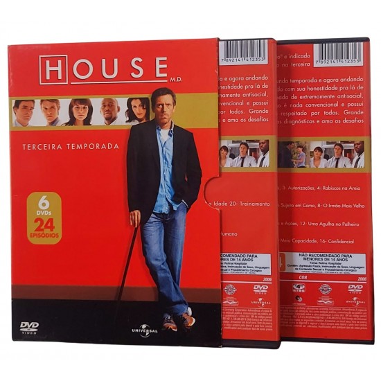 Dvd House, Terceira Temporada, 6 Dvds 24  Episódios