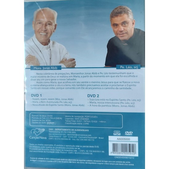 Dvd Maria e o Espírito Santo, Coletânea de Pregações, Monsenhor Jonas Abib, Padre Leo