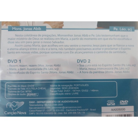 Dvd Maria e o Espírito Santo, Coletânea de Pregações, Monsenhor Jonas Abib, Padre Leo