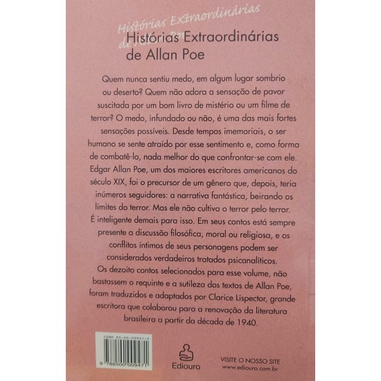 Histórias Extraordinárias de Edgar Allan Poe, Tradução e Adaptação de Clarice Lispector
