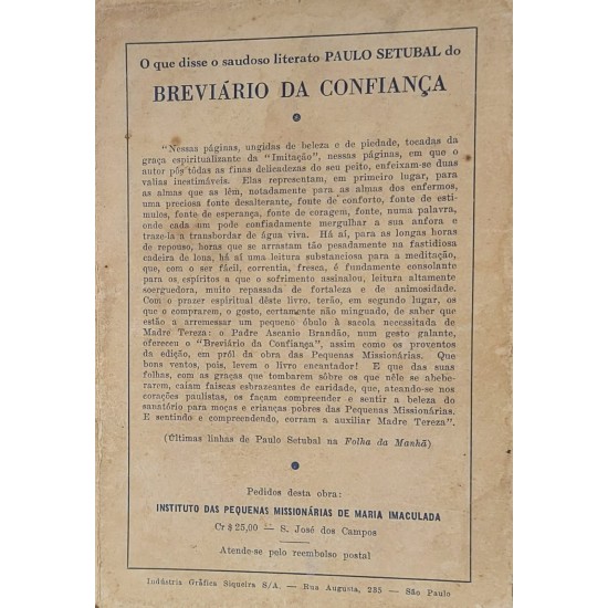 Breviário da Confiança, Monsenhor D'Ascanio Brandão, Edição de 1948