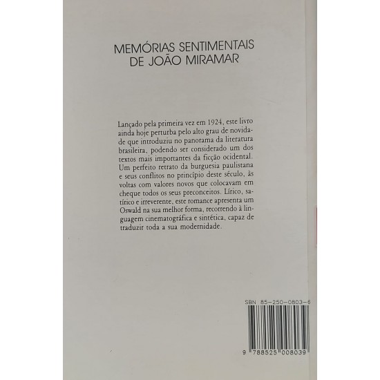 Memórias Sentimentais de João Miramar, Oswald de Andrade Memórias Sentimentais de João Miramar, Oswald de Andrade