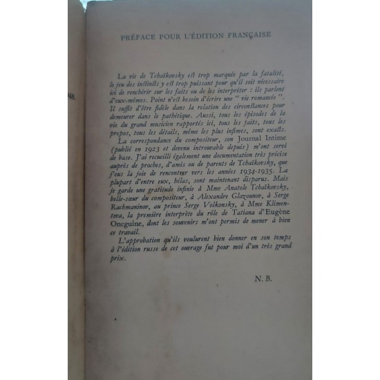 Tchaikovsky, Histoire D'une Vie Solitaire, Nina Berberova, Avec six photographies hors-texte