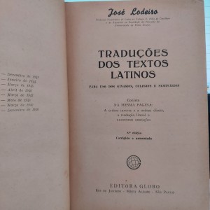 Traduções dos Textos Latinos, José Lodeiro, Edição 1951