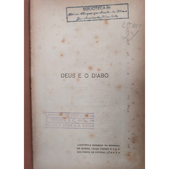 Deus e o Diabo, Afonso Karr, Edição de 1912, Frete Grátis Deus e o Diabo, Afonso Karr, Edição de 1912, Frete Grátis