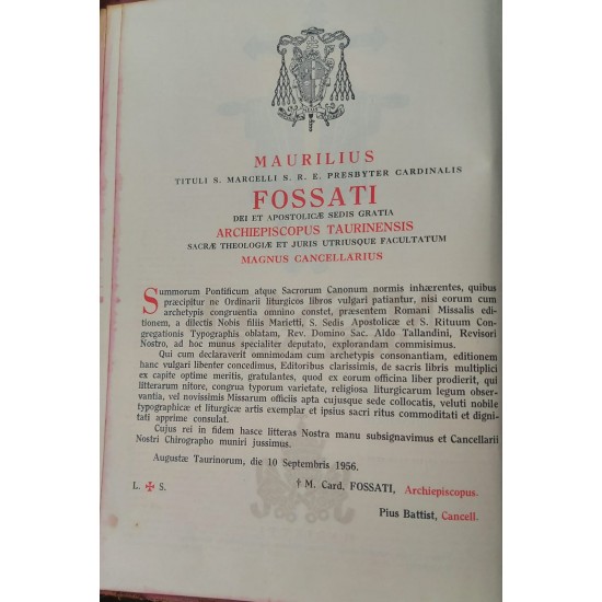 Missale Romanum Ex Decreto Sacrosancti, Marietti, Maurilius, Tituli S. Marcelli S. R. E. Presbyter Cardinalis, Edição de 1956