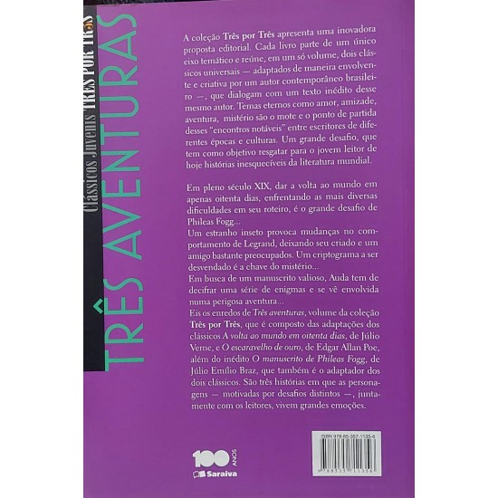 Três Aventuras, Clássicos Juvenis, A Volta ao Mundo em Oitenta Dias, O Escaravelho de Ouro, O Manuscrito de Phileas Fogg Três Aventuras, Clássicos Juvenis, A Volta ao Mundo em Oitenta Dias, O Escaravelho de Ouro, O Manuscrito de Phileas Fogg